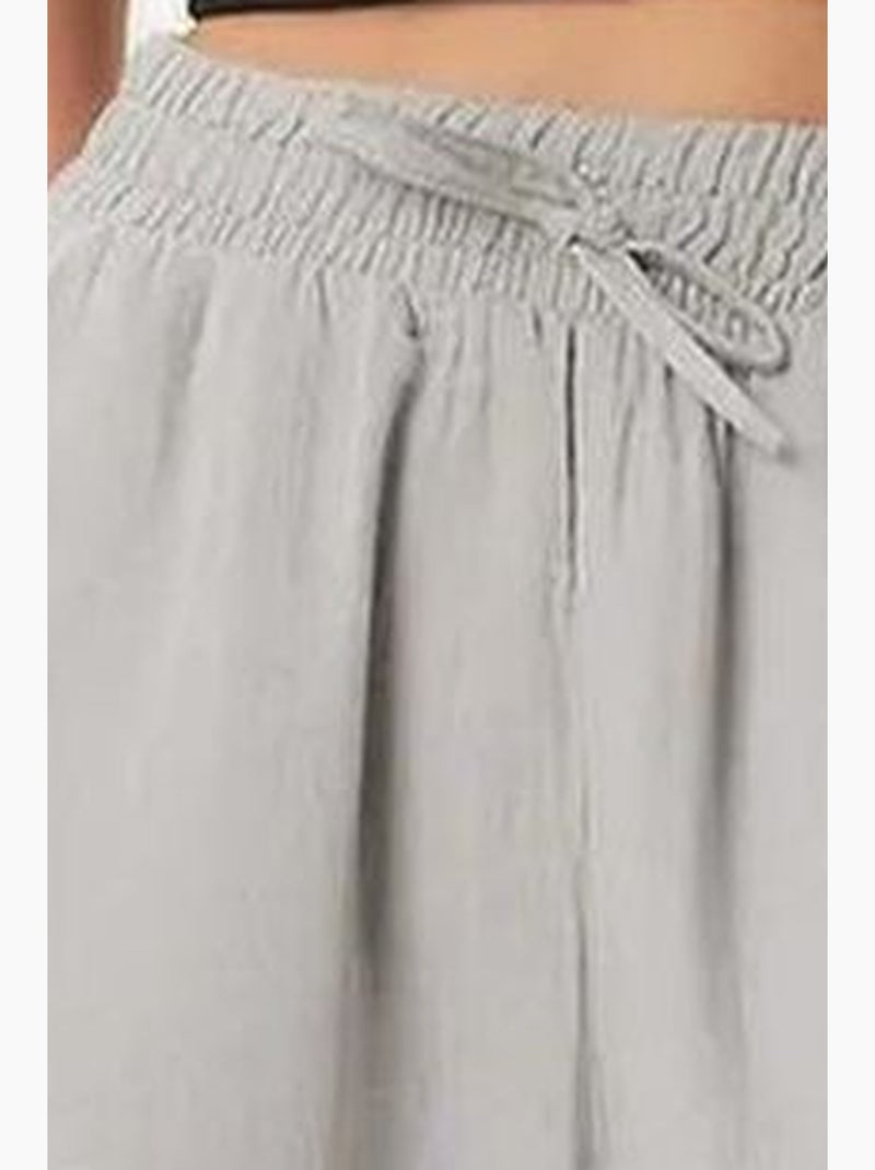 Preciosos pantalones estambul de pierna ancha con cordón y detalle de ribete. Istanbul Gris claro - Kiabi
