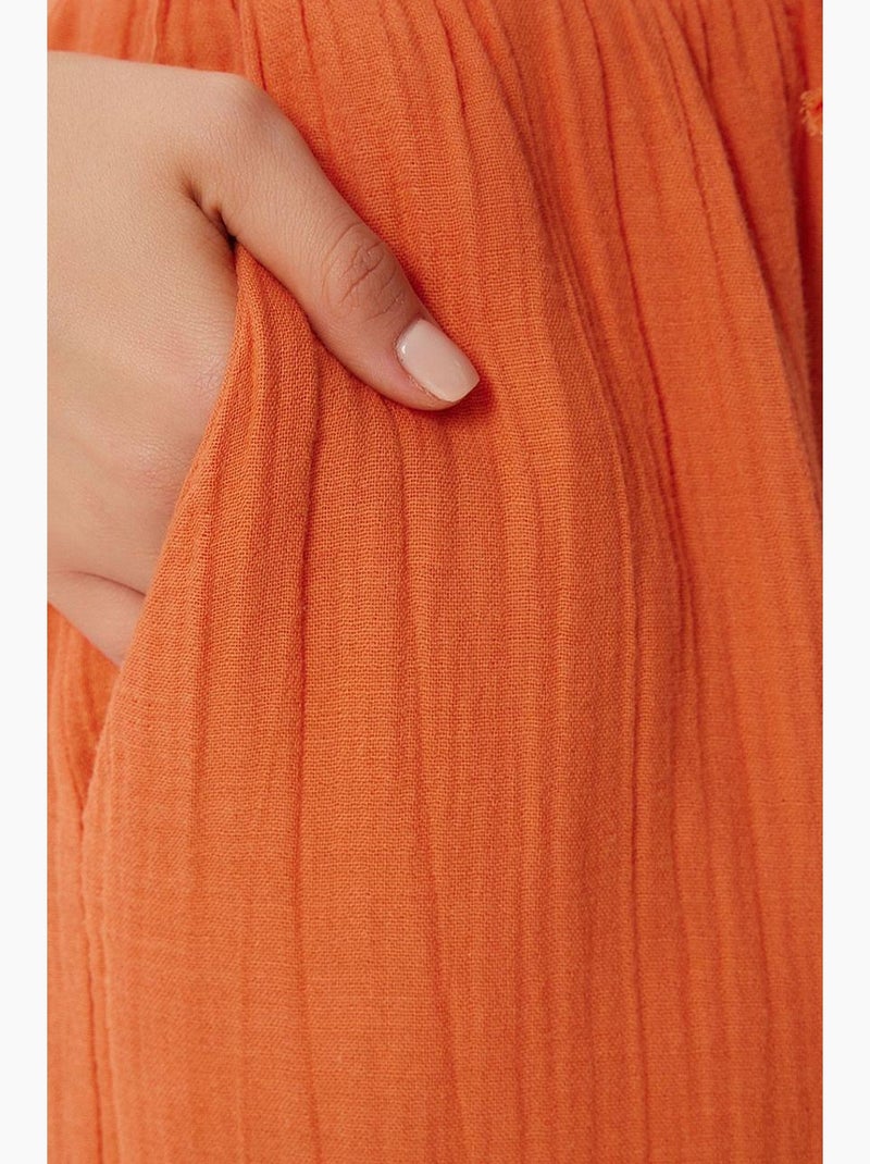 Preciosos pantalones estambul de pierna ancha con cordón y detalle de ribete. Istanbul Naranja - Kiabi