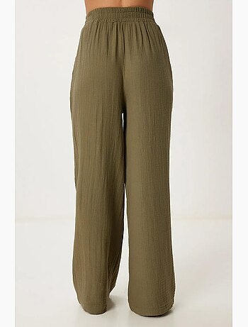 Preciosos pantalones estambul de pierna ancha con cordón y detalle de ribete. Istanbul