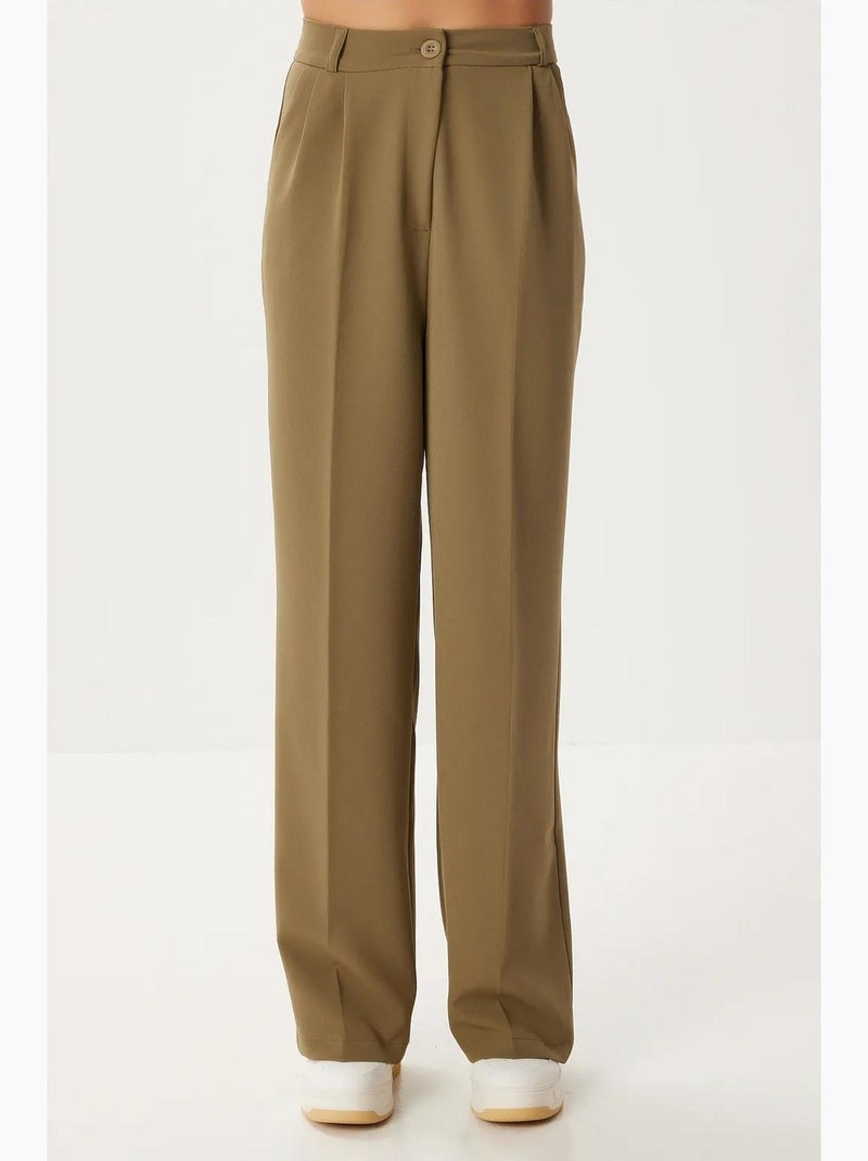 Preciosos pantalones palazzo plisados de cintura alta de estambul istanbul Verde caqui - Kiabi