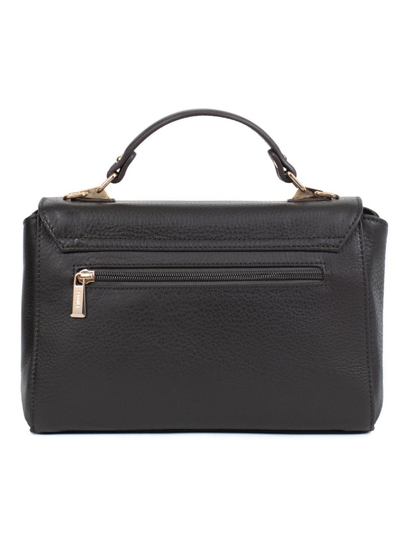 PRETA - Bolso de mano con 1 asa - Piel Marrón oscuro - Kiabi
