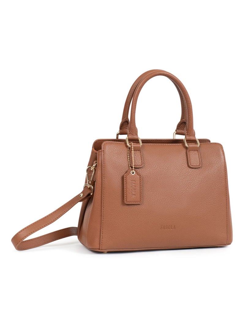 PRETA - Bolso de mano con 2 asas - Piel Cognac - Kiabi