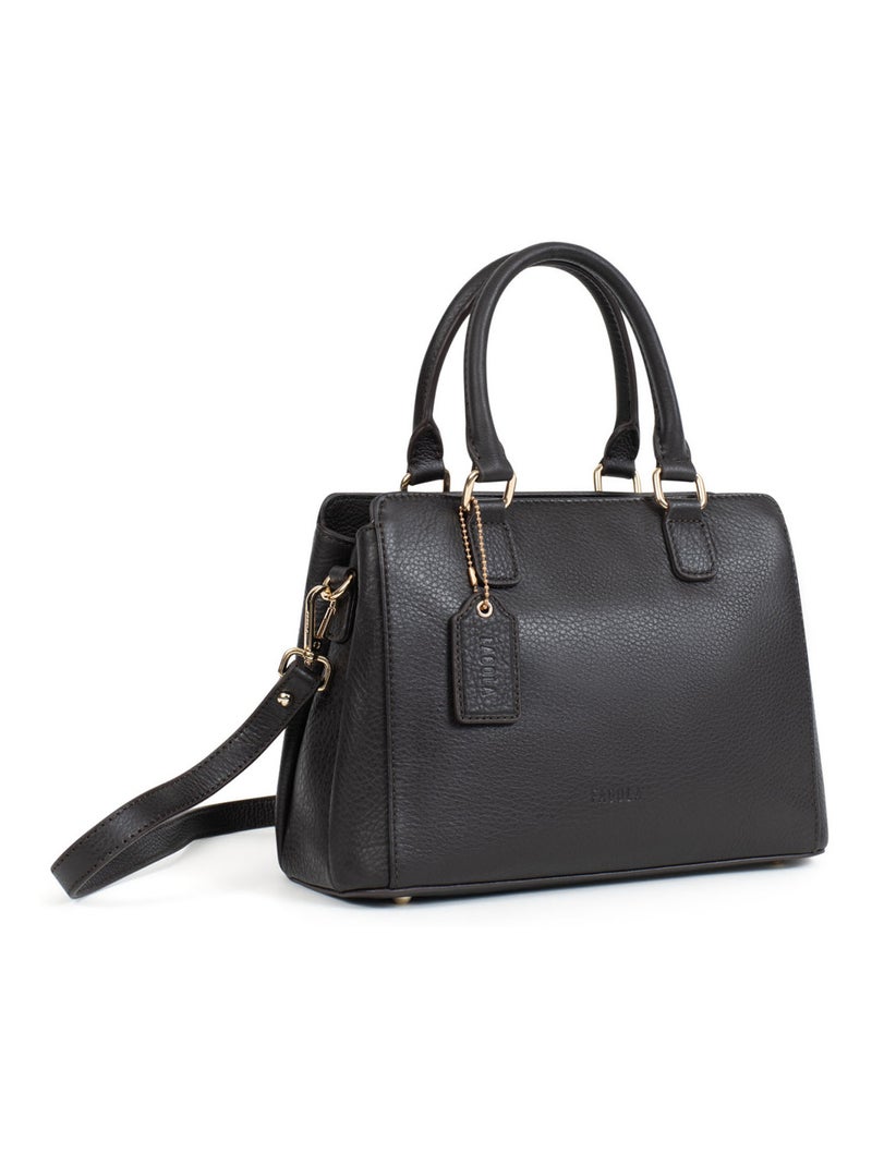PRETA - Bolso de mano con 2 asas - Piel Marrón oscuro - Kiabi