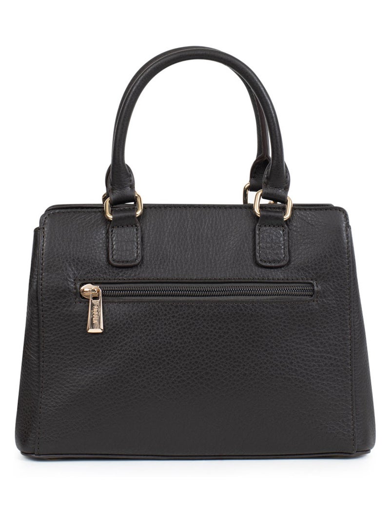 PRETA - Bolso de mano con 2 asas - Piel Marrón oscuro - Kiabi