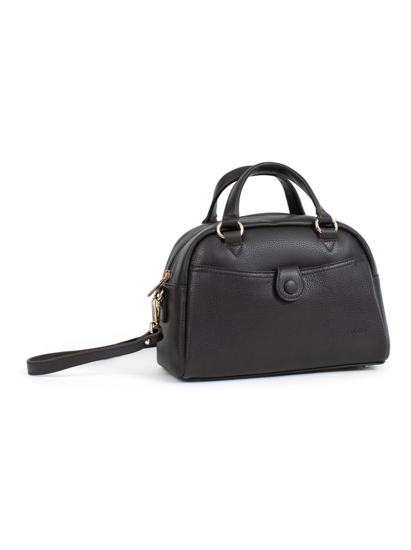 PRETA - Bolso de mano con 2 asas - Piel Marrón oscuro - Kiabi