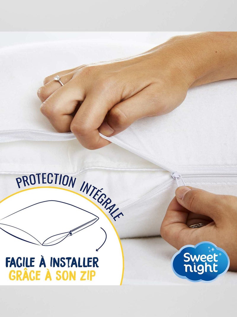 Protector de almohada de algodón impermeable antiácaros blanco - Kiabi