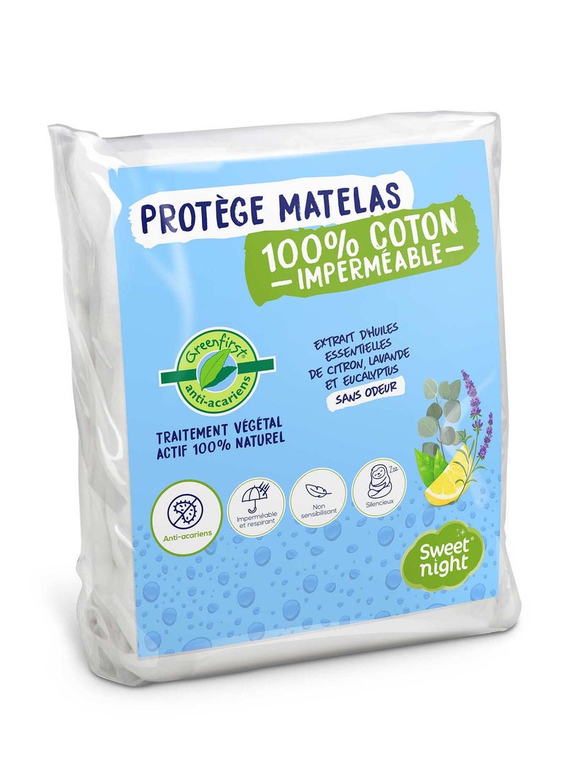 Protector de colchón antiácaros blanco - Kiabi