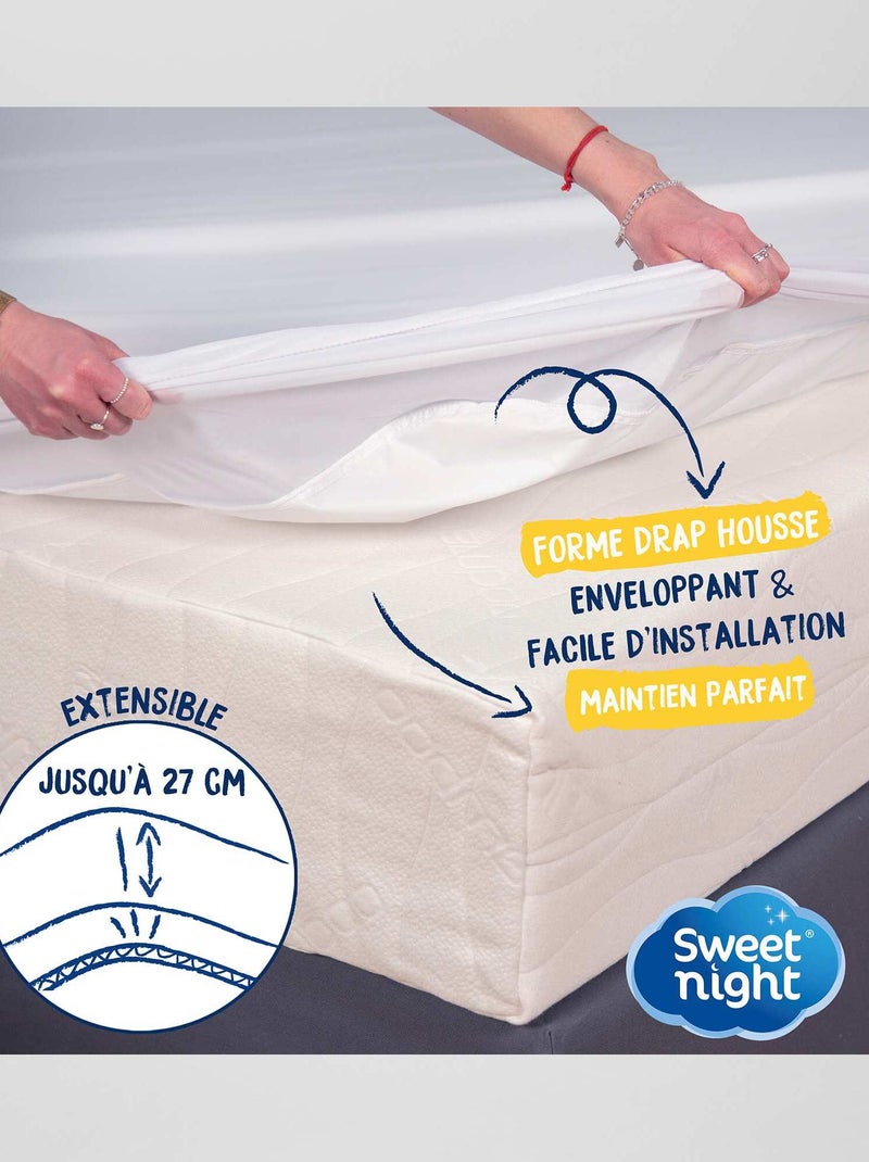 Protector de colchón de algodón impermeable antiácaros blanco - Kiabi