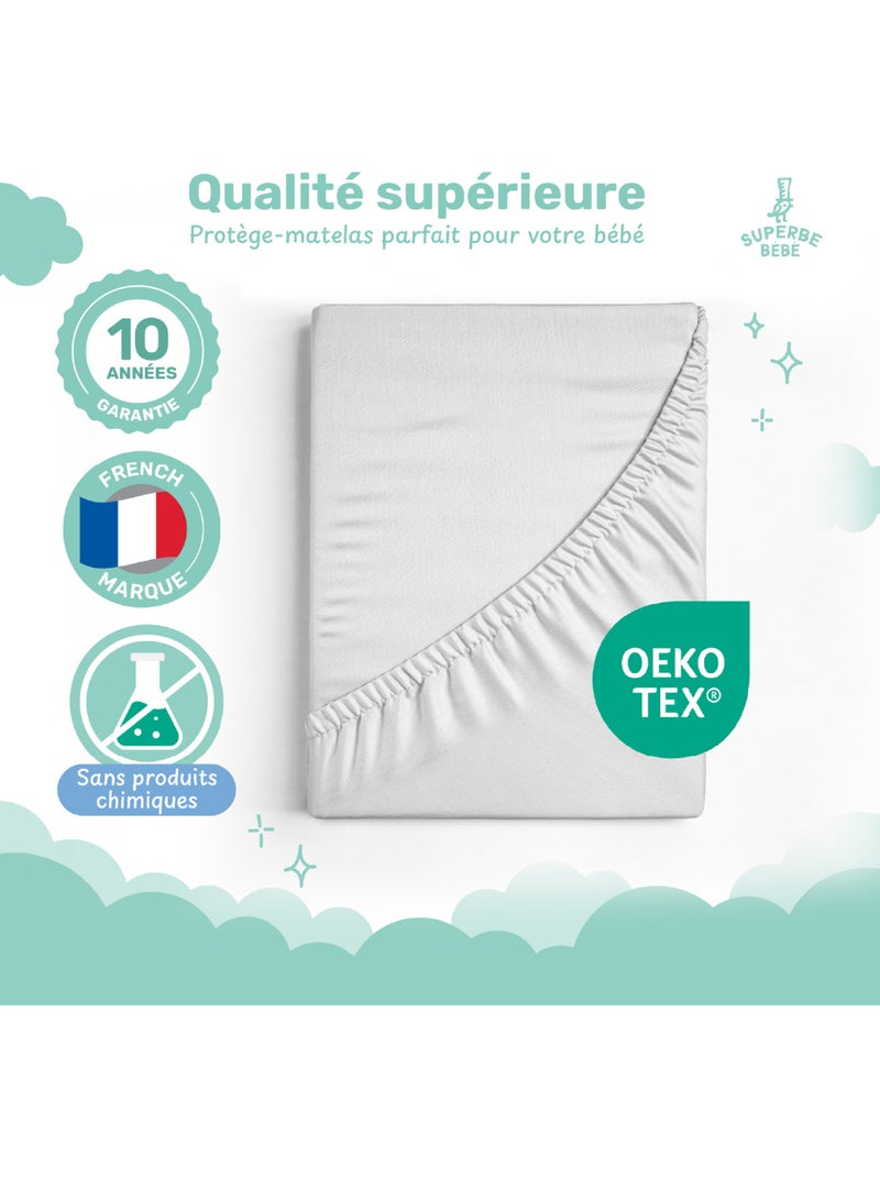 Protector de colchón impermeable para bebé 60 x 120 | SUPERBE BEBE Blanco - Kiabi
