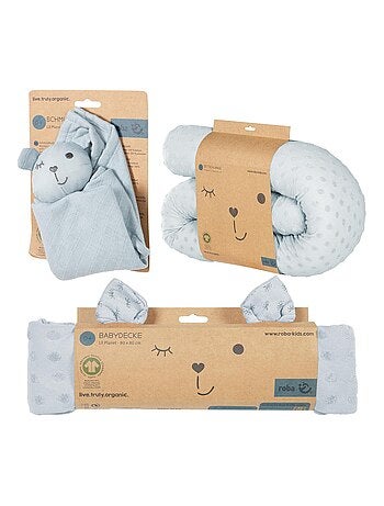 Protector de cuna + manta y peluche en algodón orgánico 'Roba lil planet'