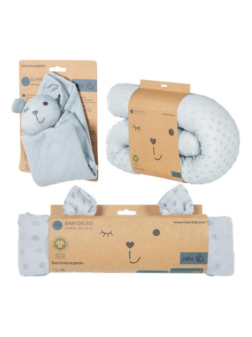Protector de cuna + manta y peluche en algodón orgánico 'Roba lil planet' - Kiabi