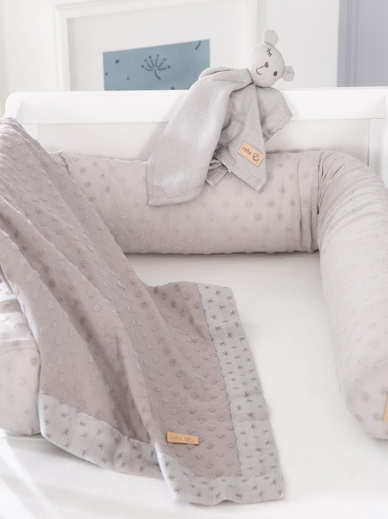 Protector de cuna + manta y peluche en algodón orgánico 'Roba lil planet' Gris - Kiabi