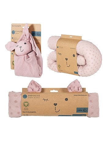 Protector de cuna + manta y peluche en algodón orgánico 'Roba lil planet'
