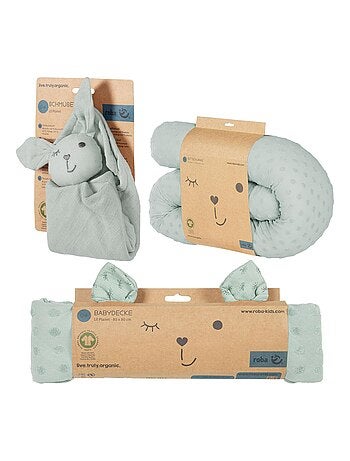 Protector de cuna + manta y peluche en algodón orgánico 'Roba lil planet'