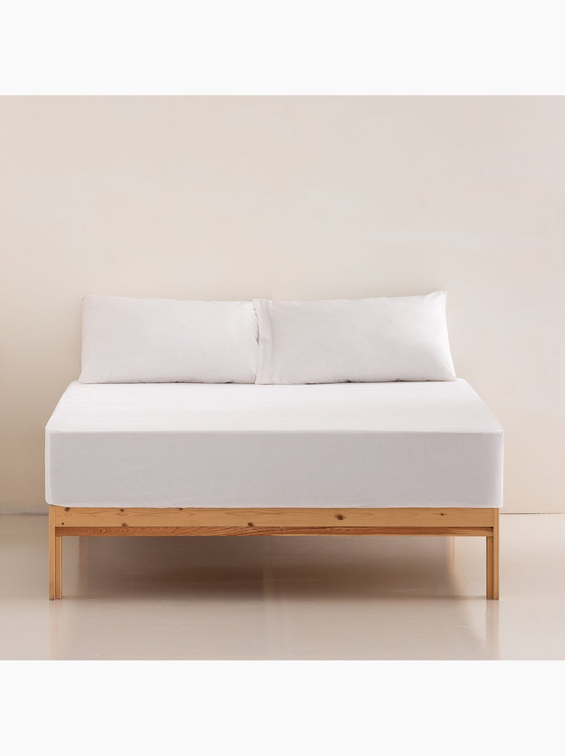 Protector de rizo impermeable, 100% algodón, ajustable, grosor 30cm - Gamusi. Blanco - Kiabi