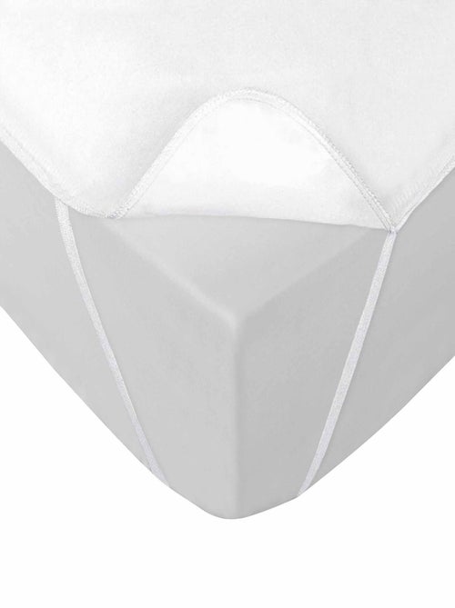 Protector impermeable+elásticos 140 x 190 cm rizo tpu shelly blanco - Kiabi Protector impermeable+elásticos 140 x 190 cm rizo tpu shelly blanco - Kiabi