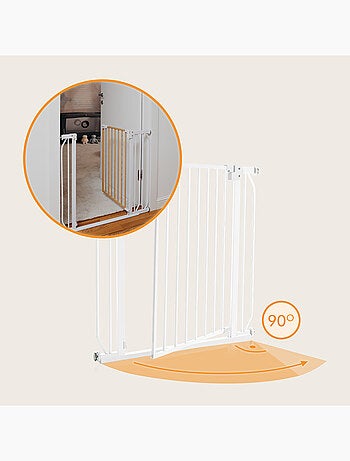 Puerta de seguridad para bebés LIONELO Truus Slim - 75-105 cm - Montaje a presión - No requiere tala