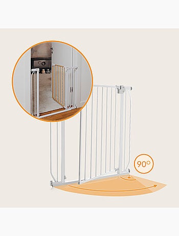 Puerta de seguridad para bebés LIONELO Truus Slim - 75-105 cm - Montaje a presión - No requiere tala