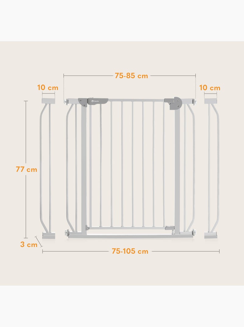 Puerta de seguridad para bebés LIONELO Truus Slim - 75-105 cm - Montaje a presión - No requiere tala Gris - Kiabi