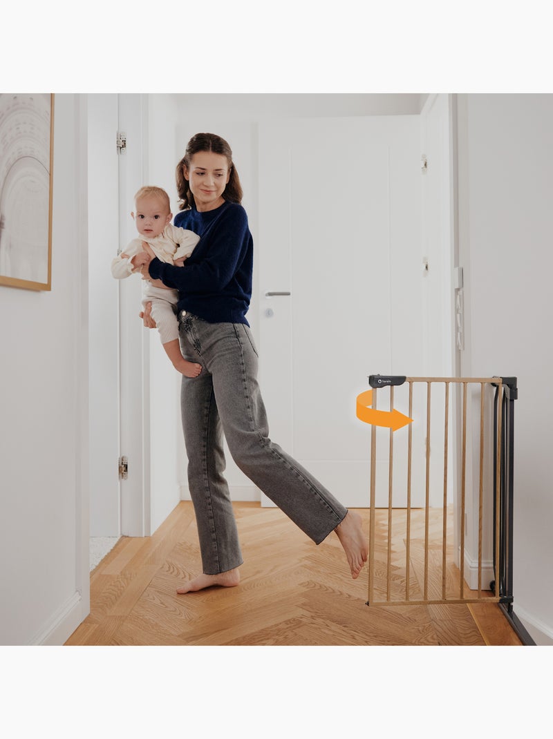 Puerta de seguridad para bebés LIONELO Truus Slim - 75-105 cm - Montaje a presión - No requiere tala Gris marrón - Kiabi
