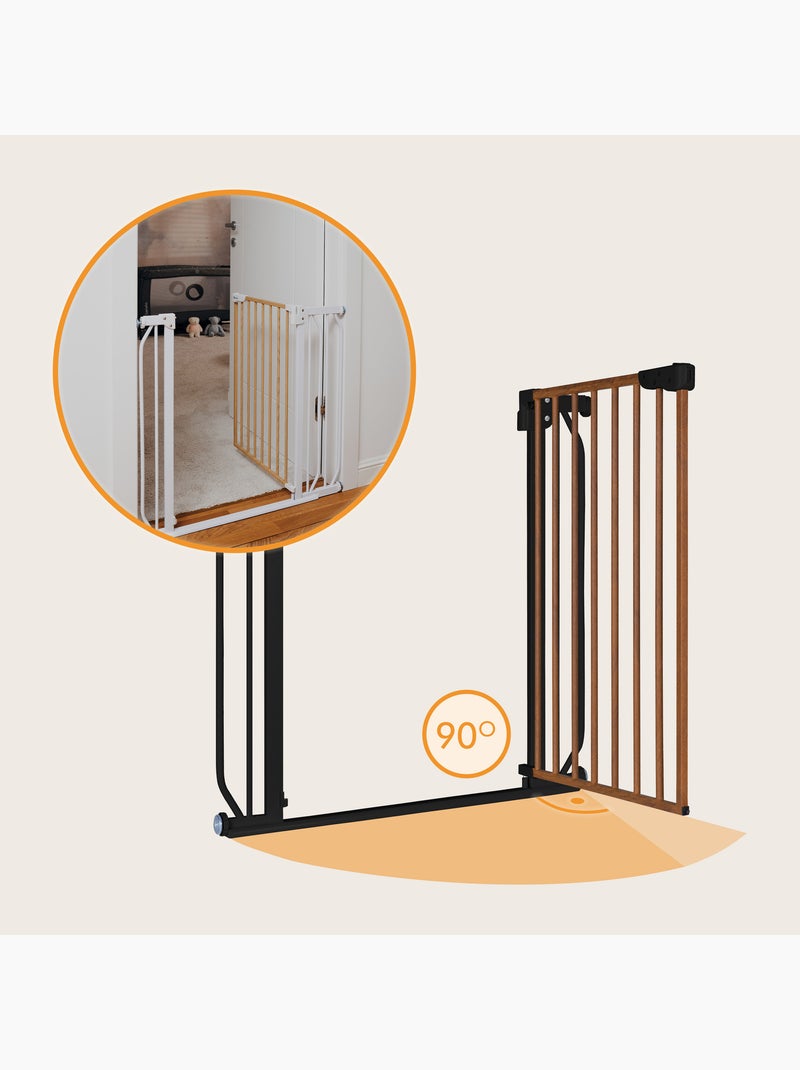 Puerta de seguridad para bebés LIONELO Truus Slim - 75-105 cm - Montaje a presión - No requiere tala Negro Marrón - Kiabi