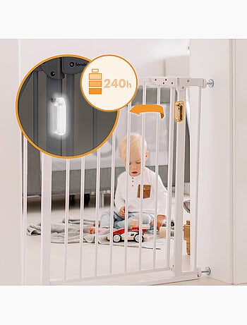 Puerta de seguridad para bebés LIONELO Truus Slim LED - 75-105 cm - Montaje a presión