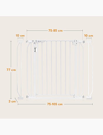 Puerta de seguridad para bebés LIONELO Truus Slim LED - 75-105 cm - Montaje a presión