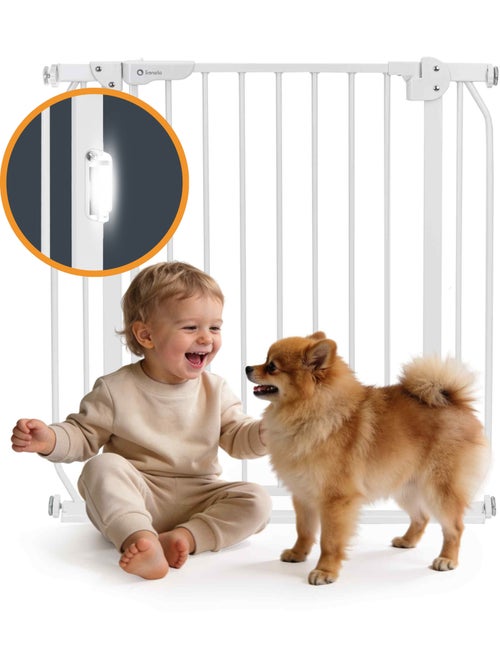 Puerta de seguridad para bebés LIONELO Truus Slim LED - 75-105 cm - Montaje a presión - Kiabi
