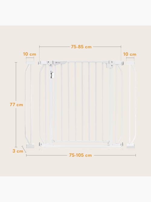 Puerta de seguridad para bebés LIONELO Truus Slim LED - 75-105 cm - Montaje a presión - Kiabi