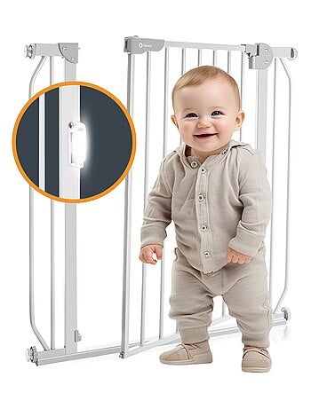 Puerta de seguridad para bebés LIONELO Truus Slim LED - 75-105 cm - Montaje a presión