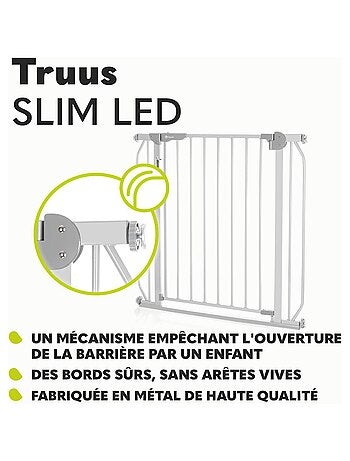 Puerta de seguridad para bebés LIONELO Truus Slim LED - 75-105 cm - Montaje a presión