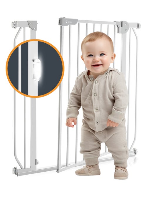 Puerta de seguridad para bebés LIONELO Truus Slim LED - 75-105 cm - Montaje a presión - Kiabi
