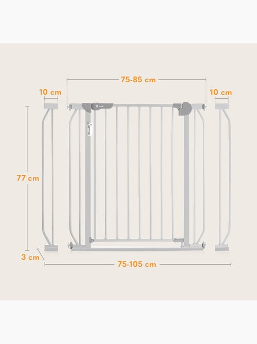 Puerta de seguridad para bebés LIONELO Truus Slim LED - 75-105 cm - Montaje a presión - Kiabi