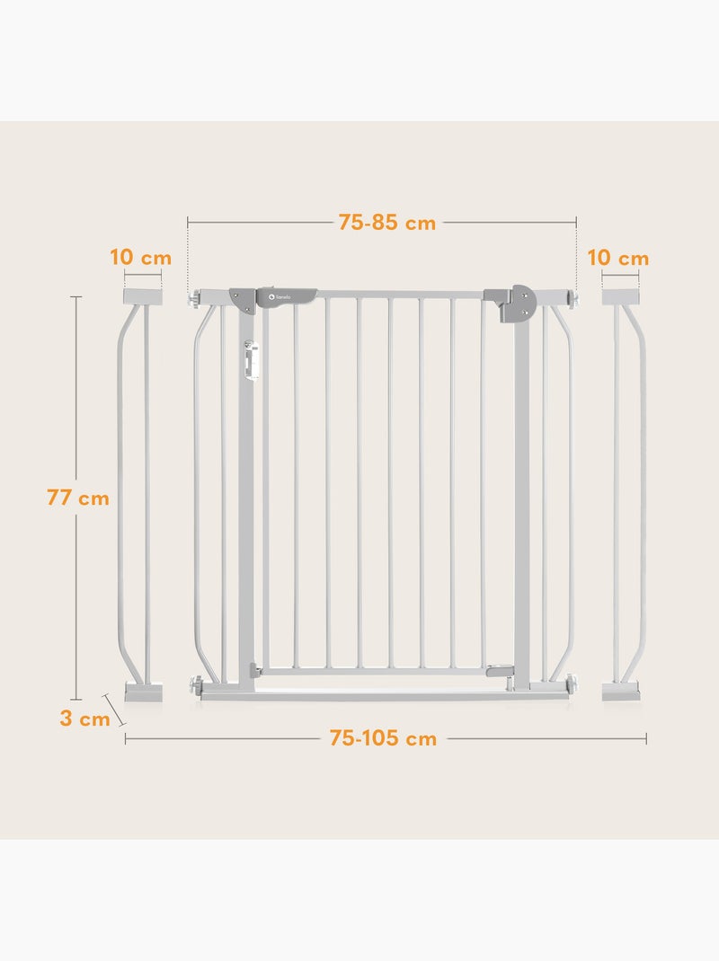 Puerta de seguridad para bebés LIONELO Truus Slim LED - 75-105 cm - Montaje a presión Gris gris - Kiabi