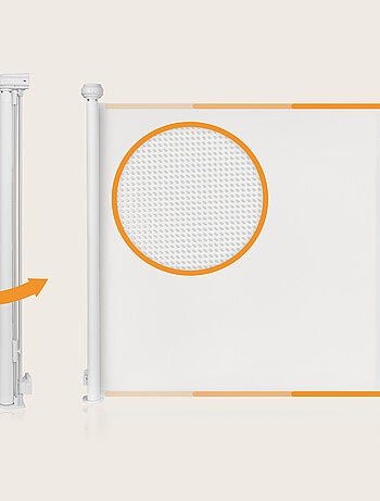 Barrera de seguridad retráctil - LIONELO Thea - 85 x 145 cm - Sin umbral - Gris