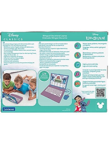puertoátil educativo parlante bilingüe Stitch 124 actividades en inglés y español