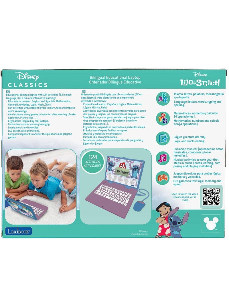 puertoátil educativo parlante bilingüe Stitch 124 actividades en inglés y español Violeta - Kiabi