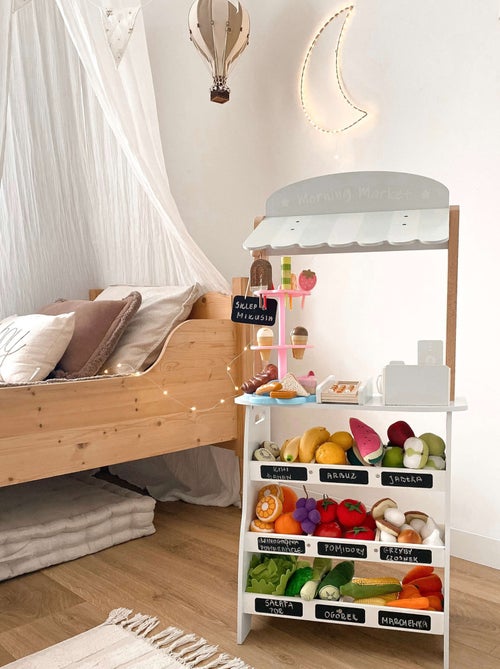 Puesto de frutas y verduras madera con caja y TPE Mamabrum - Kiabi