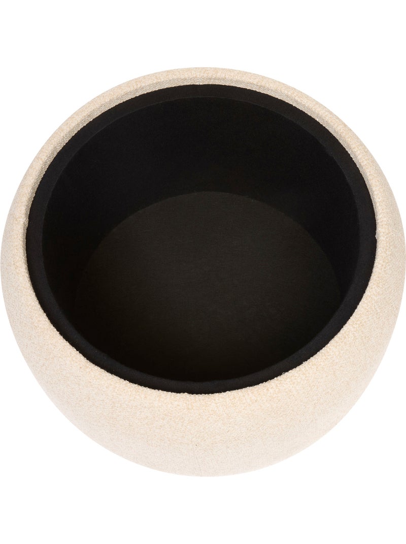 Puf con baúl redondo de madera y tapizado de rizo Beige - Kiabi