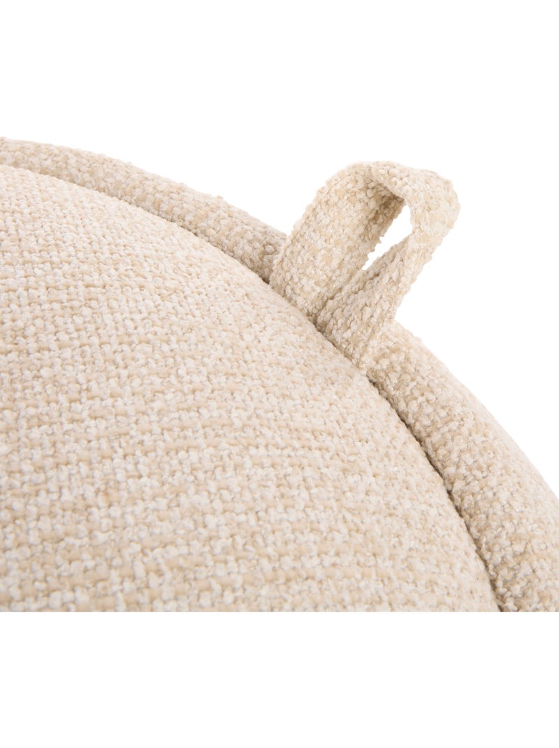 Puf con baúl redondo de madera y tapizado de rizo Beige - Kiabi