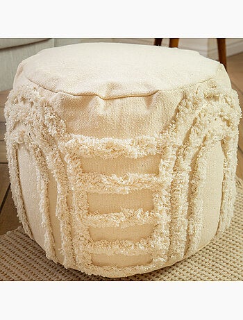 Puf cuadrado boho chic de algodón texturizado OEKO-TEX® 40x40x30 cm – Future Home