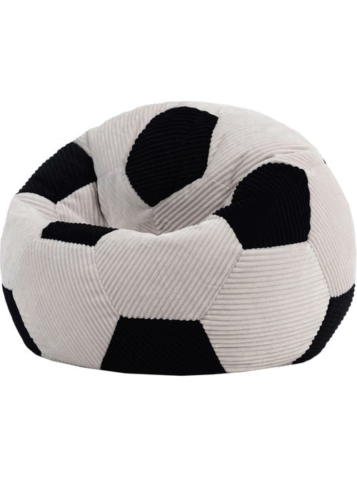 Puf infantil clásico grande de pana con estampado de fútbol - icon - Kiabi