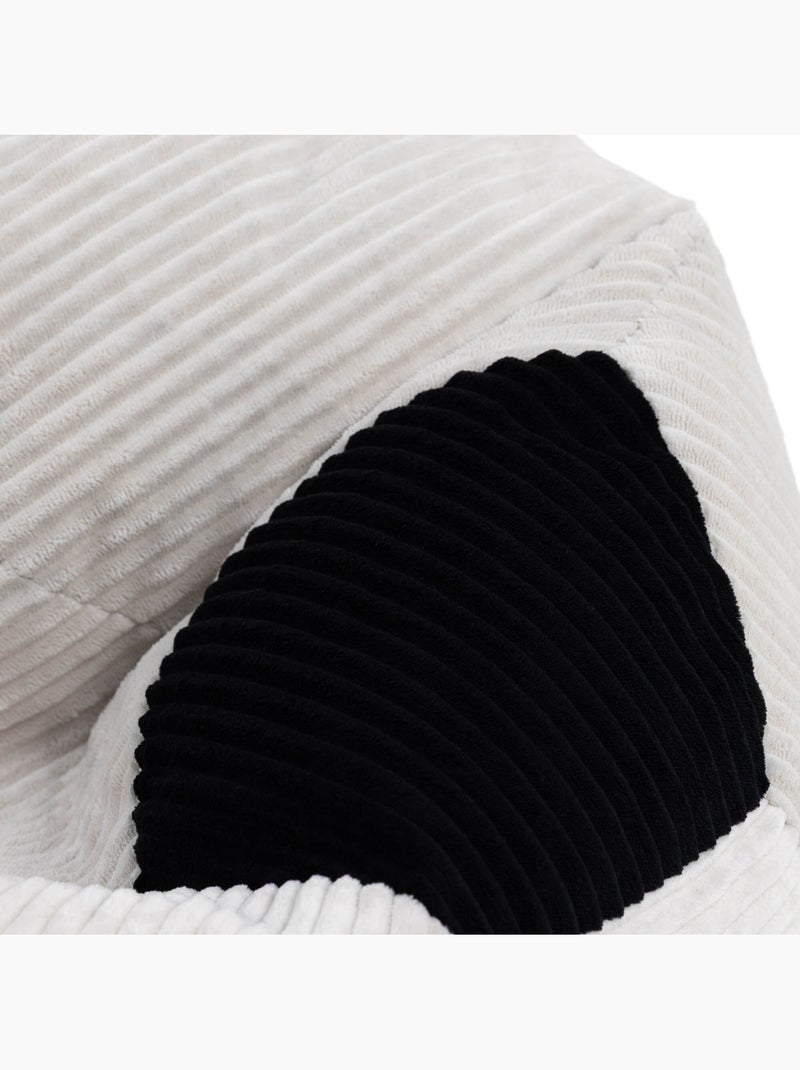 Puf infantil clásico grande de pana con estampado de fútbol - icon Blanco Negro - Kiabi