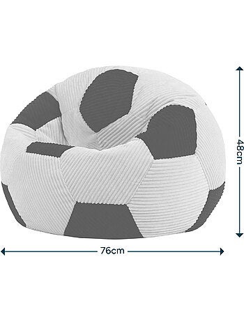 Puf infantil clásico grande de pana con estampado de fútbol - icon