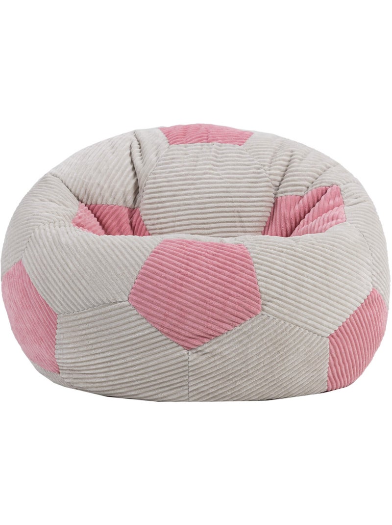 Puf infantil clásico grande de pana con estampado de fútbol - icon Blanco Rosa - Kiabi