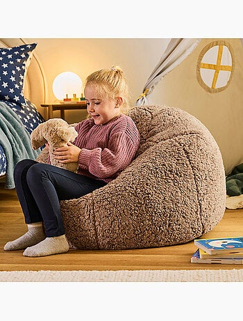 Puf infantil clásico grande de tejido de peluche suave - icon