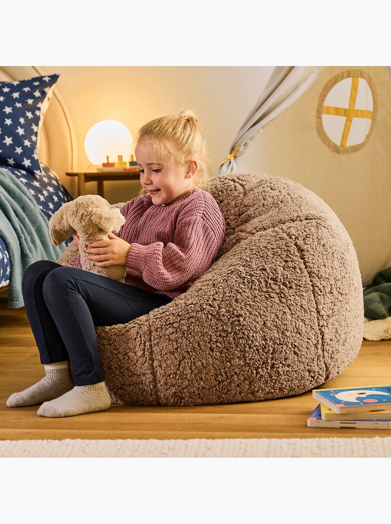 Puf infantil clásico grande de tejido de peluche suave - icon Marrón - Kiabi