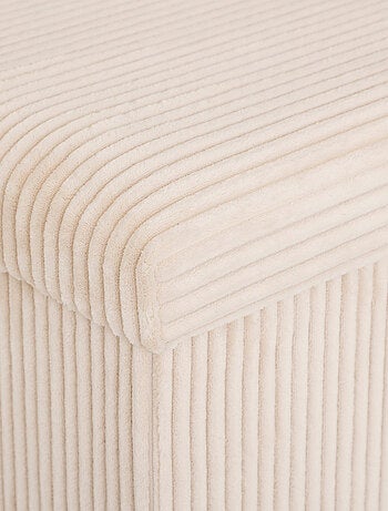 Puf plegable doble efecto terciopelo acanalado con almacenamiento integrado