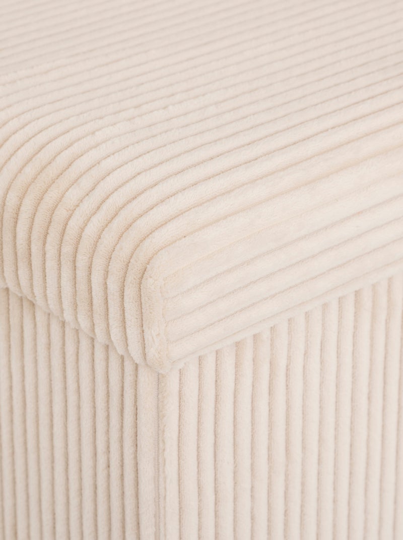 Puf plegable doble efecto terciopelo acanalado con almacenamiento integrado Crema - Kiabi