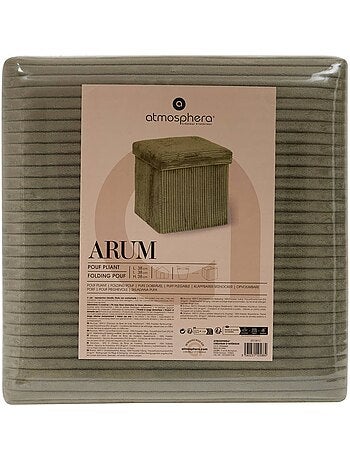 Puf plegable efecto terciopelo acanalado con almacenamiento integrado
